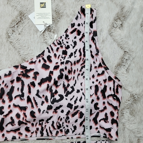 Grace Karin Pink Cheetah Leopard High Rise One Shoulder Bikini Swimsuit NWT Sz M - Picture 12 of 13